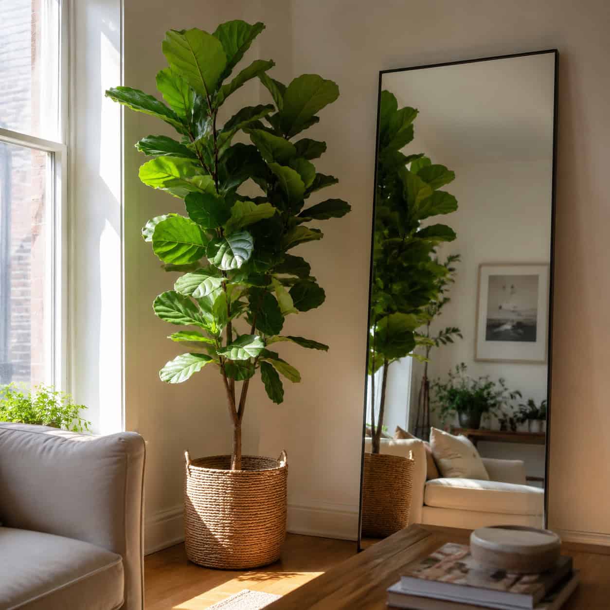 Layer in tall greenery and reflect it in a mirror