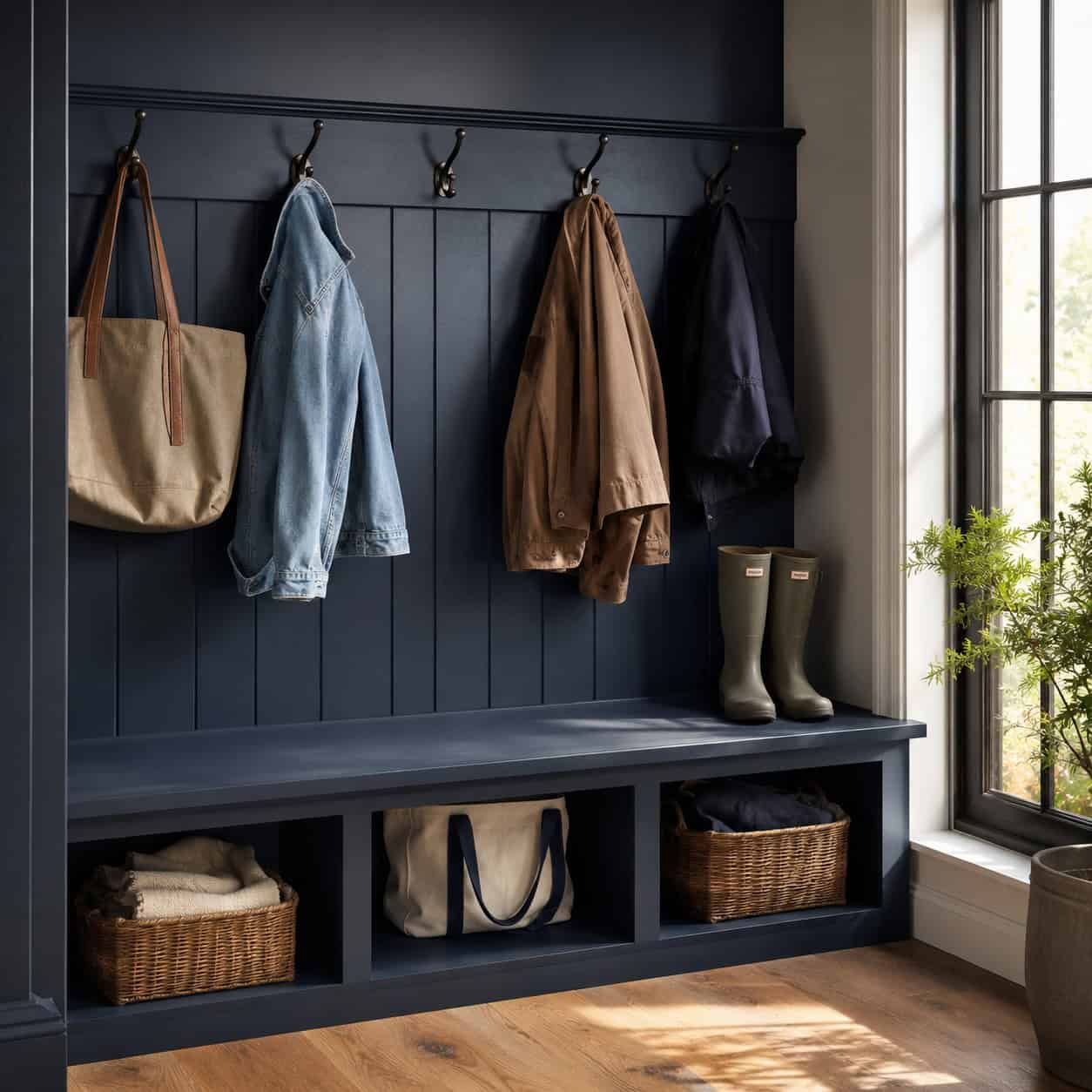 A Custom Mudroom Bench & Locker Wall