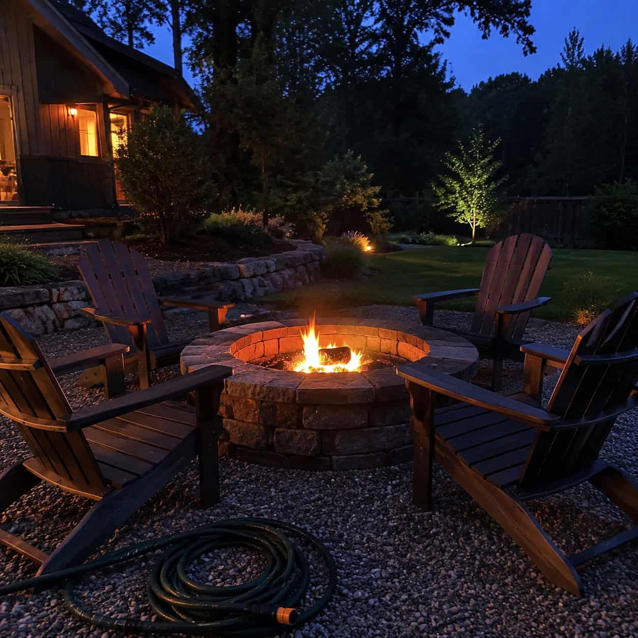 A Fire Pit With the Seating Pulled In Tight