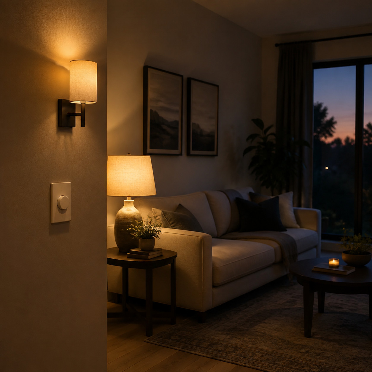 Layer the lighting with sconces and dimmers