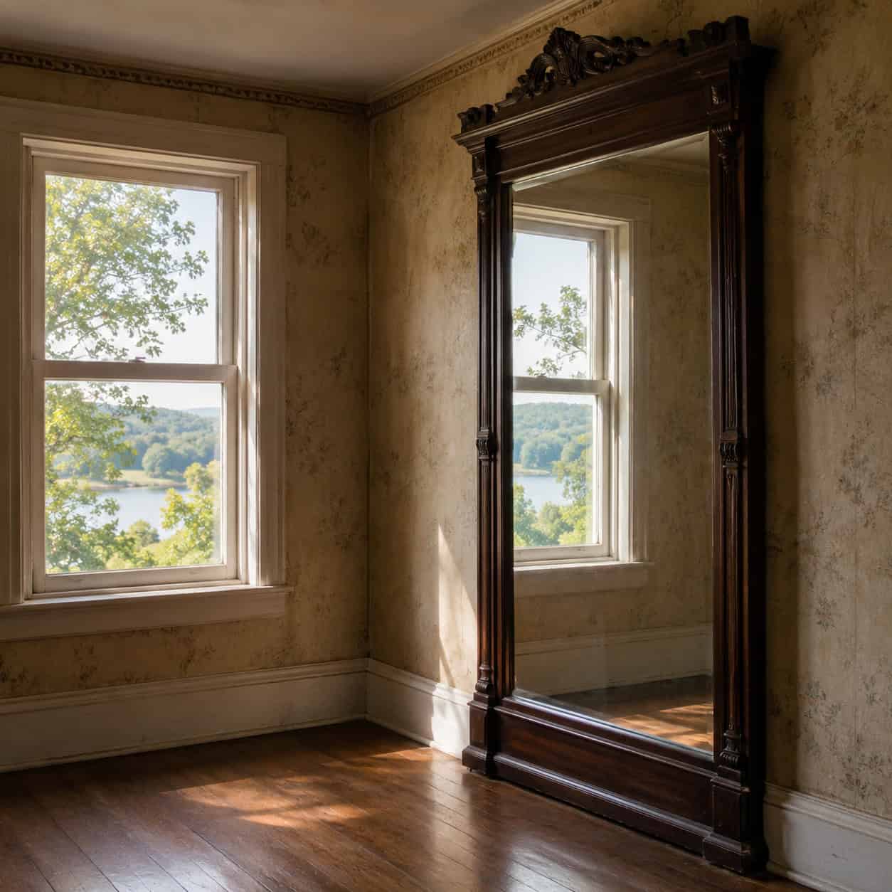 A Mirror Hung Directly Opposite a Window