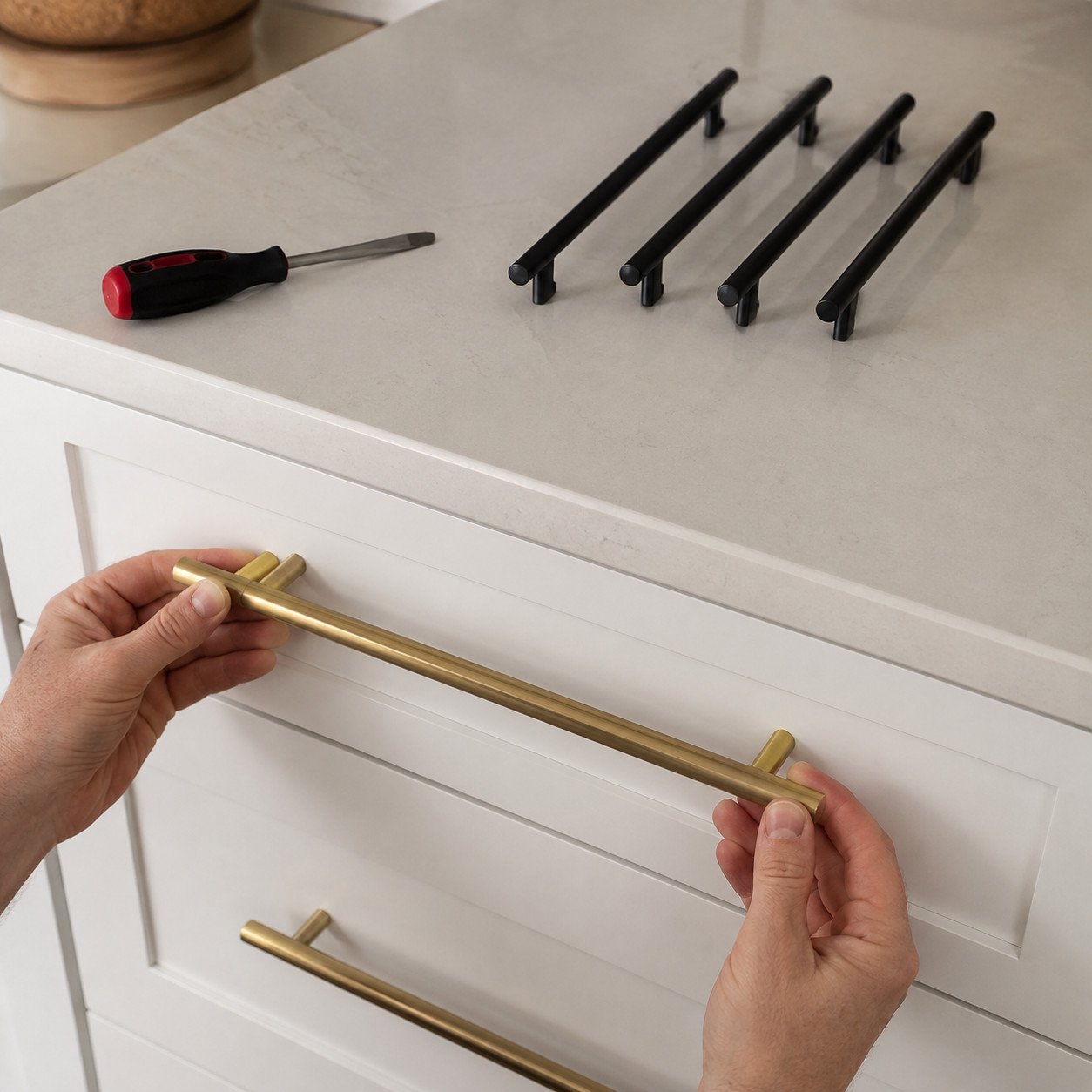 Change every knob, pull, and door handle