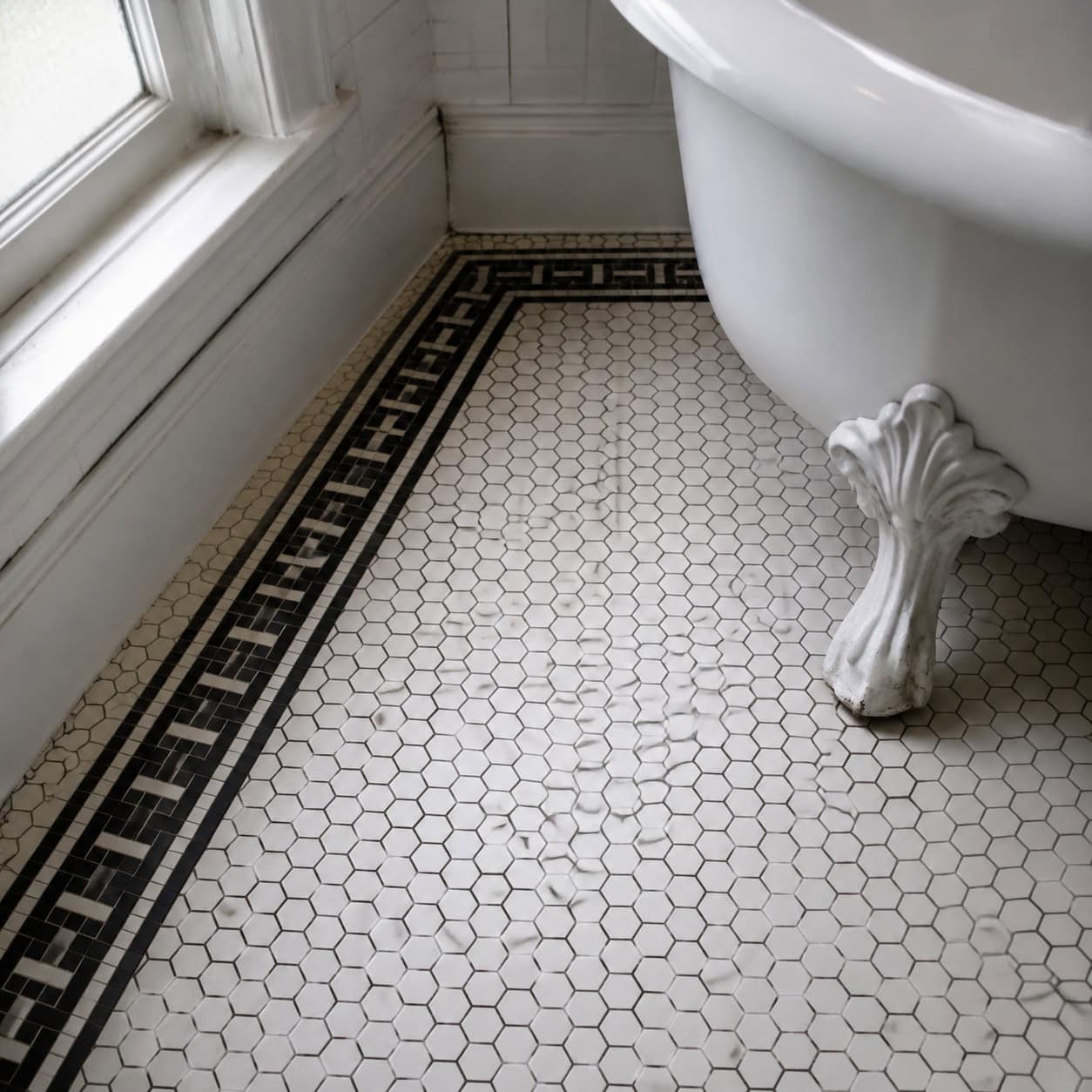 Hexagonal Mosaic Tile Bathroom Floors