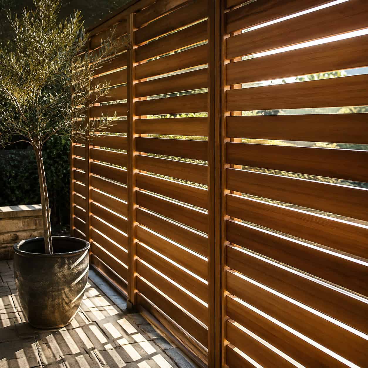 A Slatted Cedar Privacy Screen
