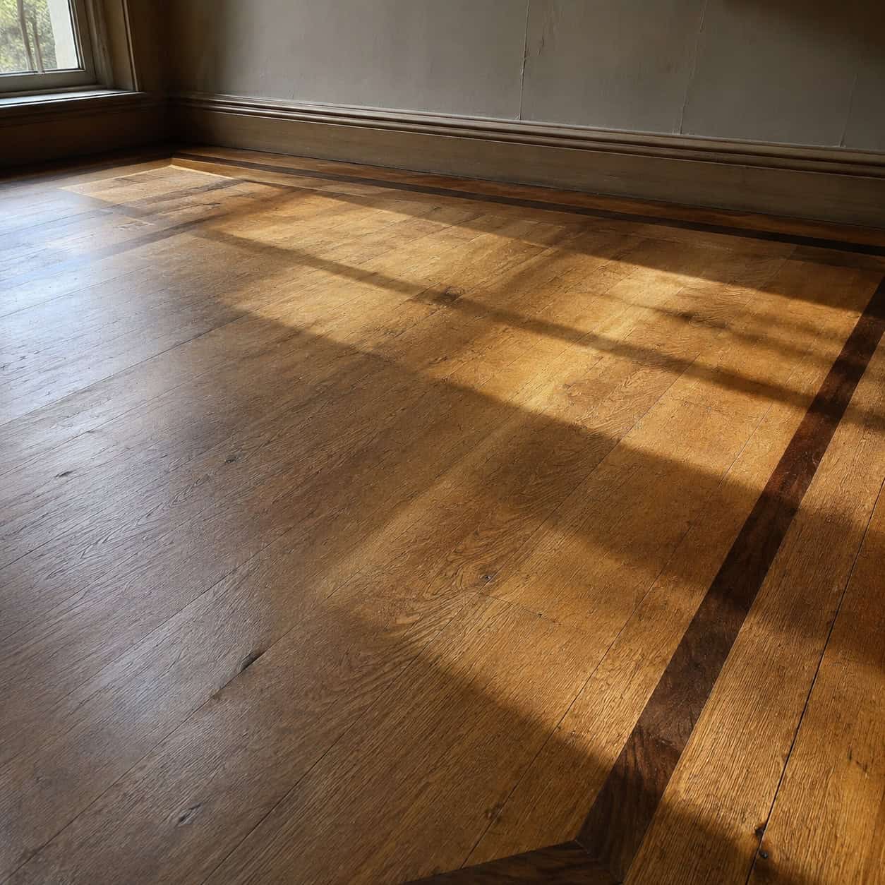 Old-Growth Oak Floors With an Inlaid Border