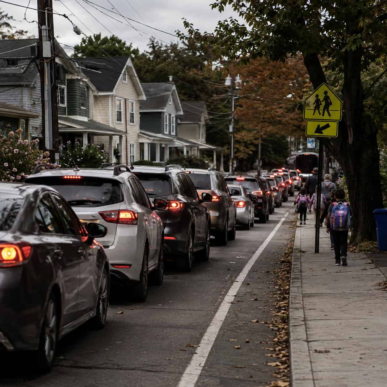Streets Right Beside a School's Drop-Off Zone