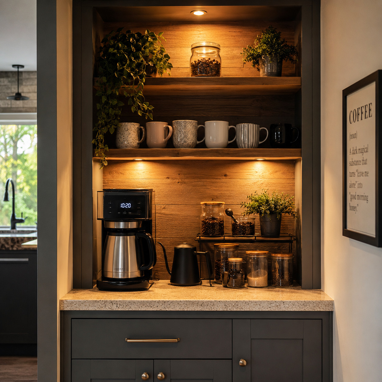 A Built-In Coffee or Beverage Bar