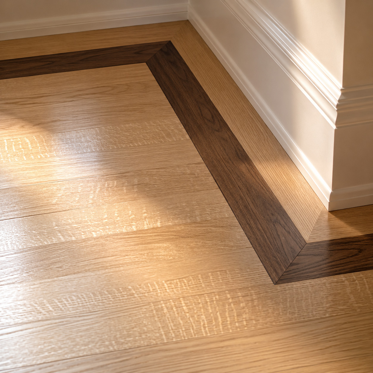Quarter-Sawn Oak Floors With an Inlaid Border