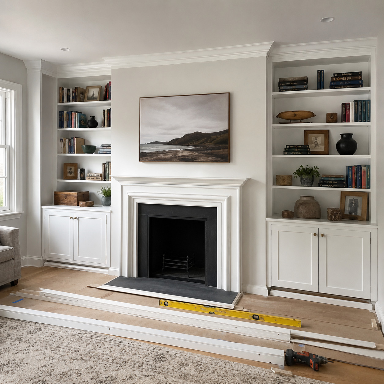 Add built-in bookcases and cabinetry