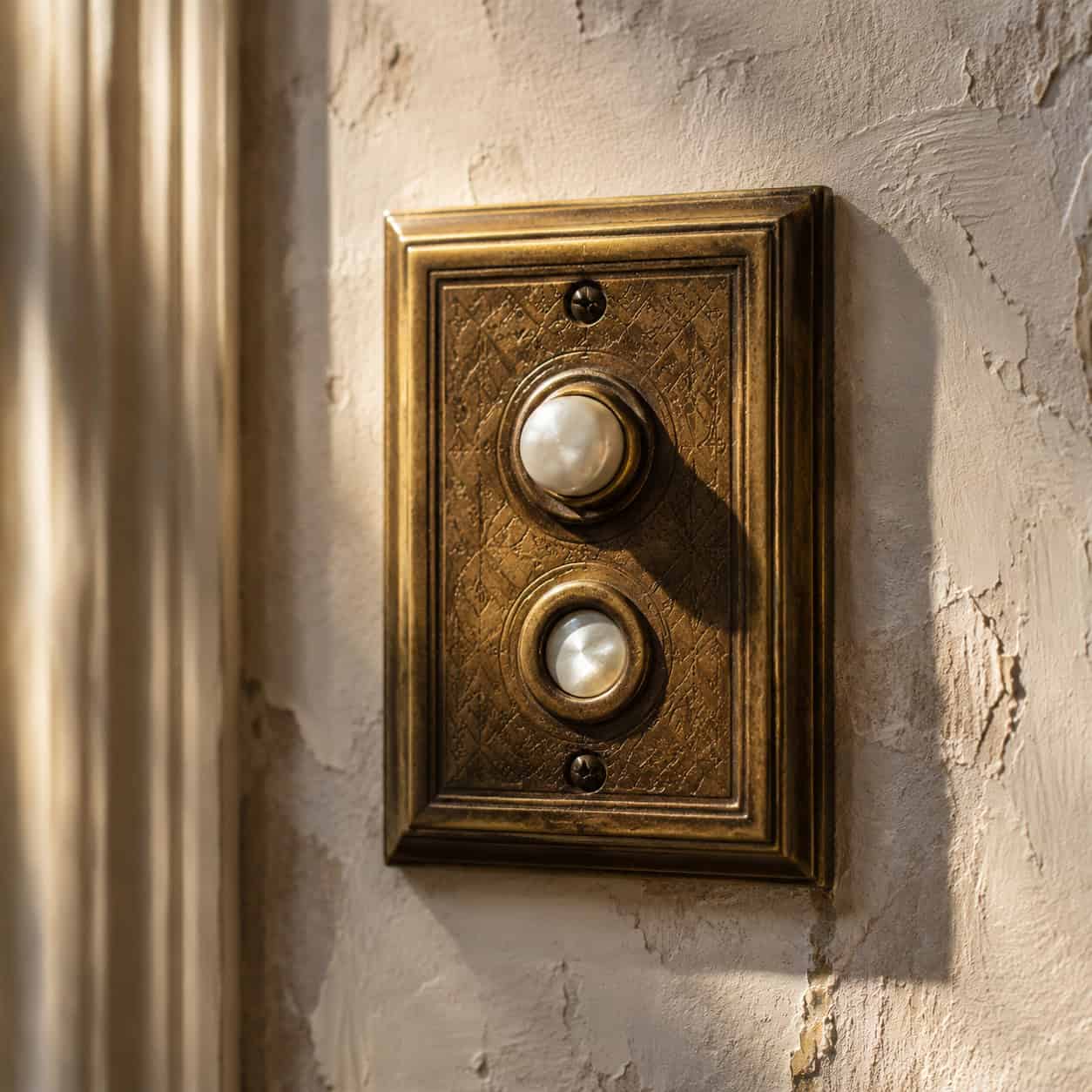 Push-Button Light Switches With Brass Cover Plates