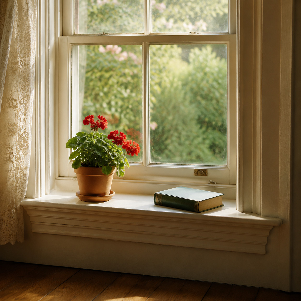 Wood Stool and Apron Under Every Window