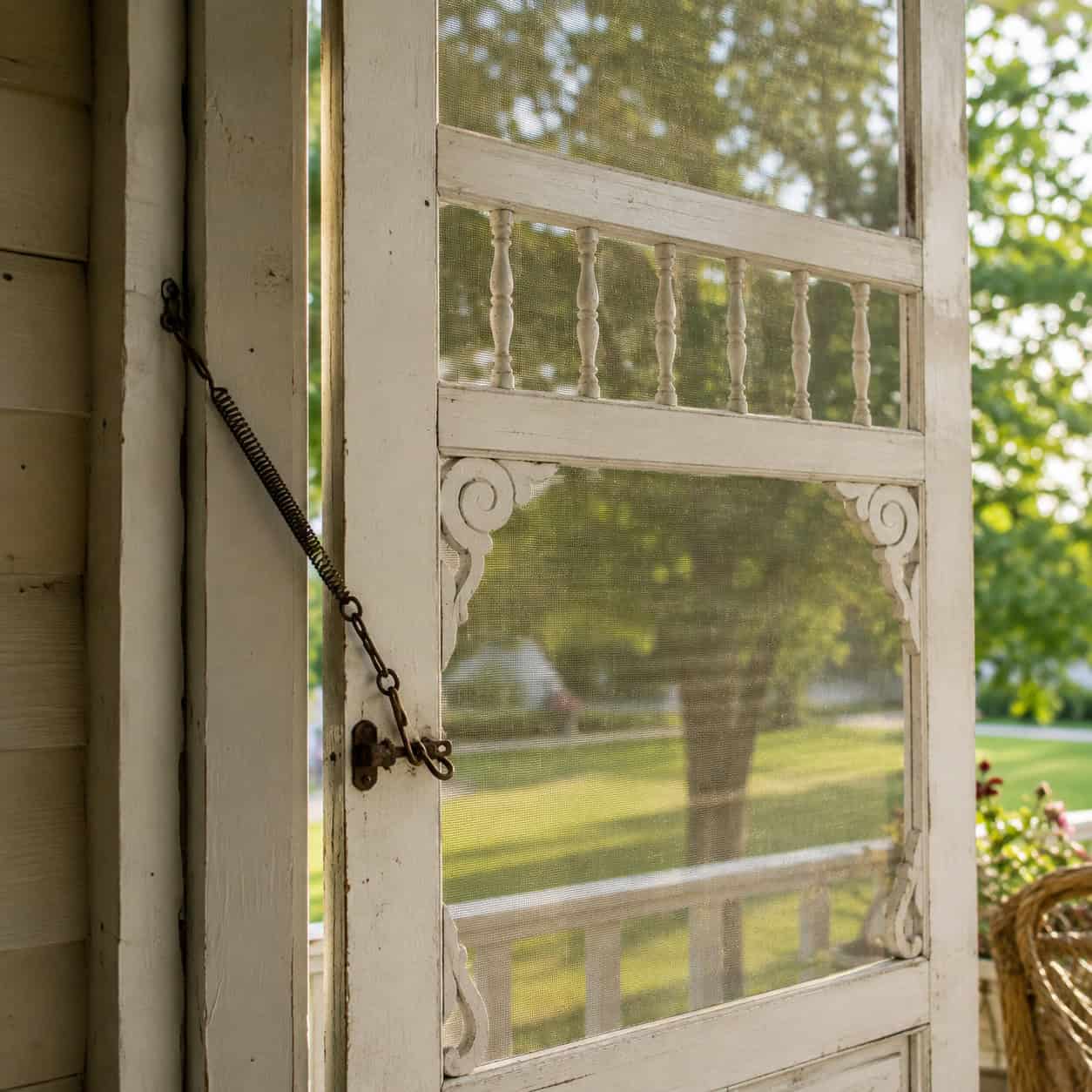 The Wood Screen Door With Turned Spindles