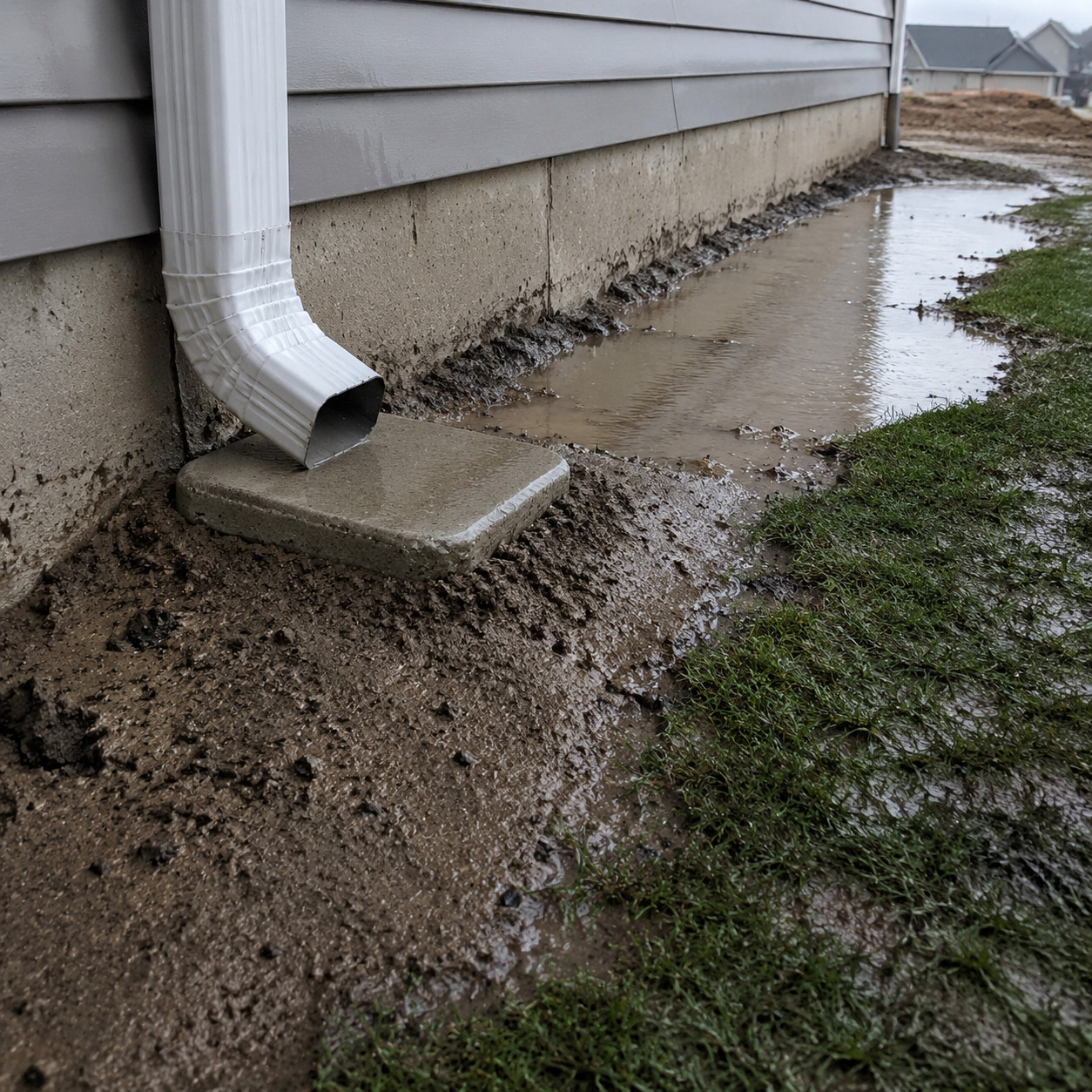 Grading and Downspouts That Dump at the Foundation