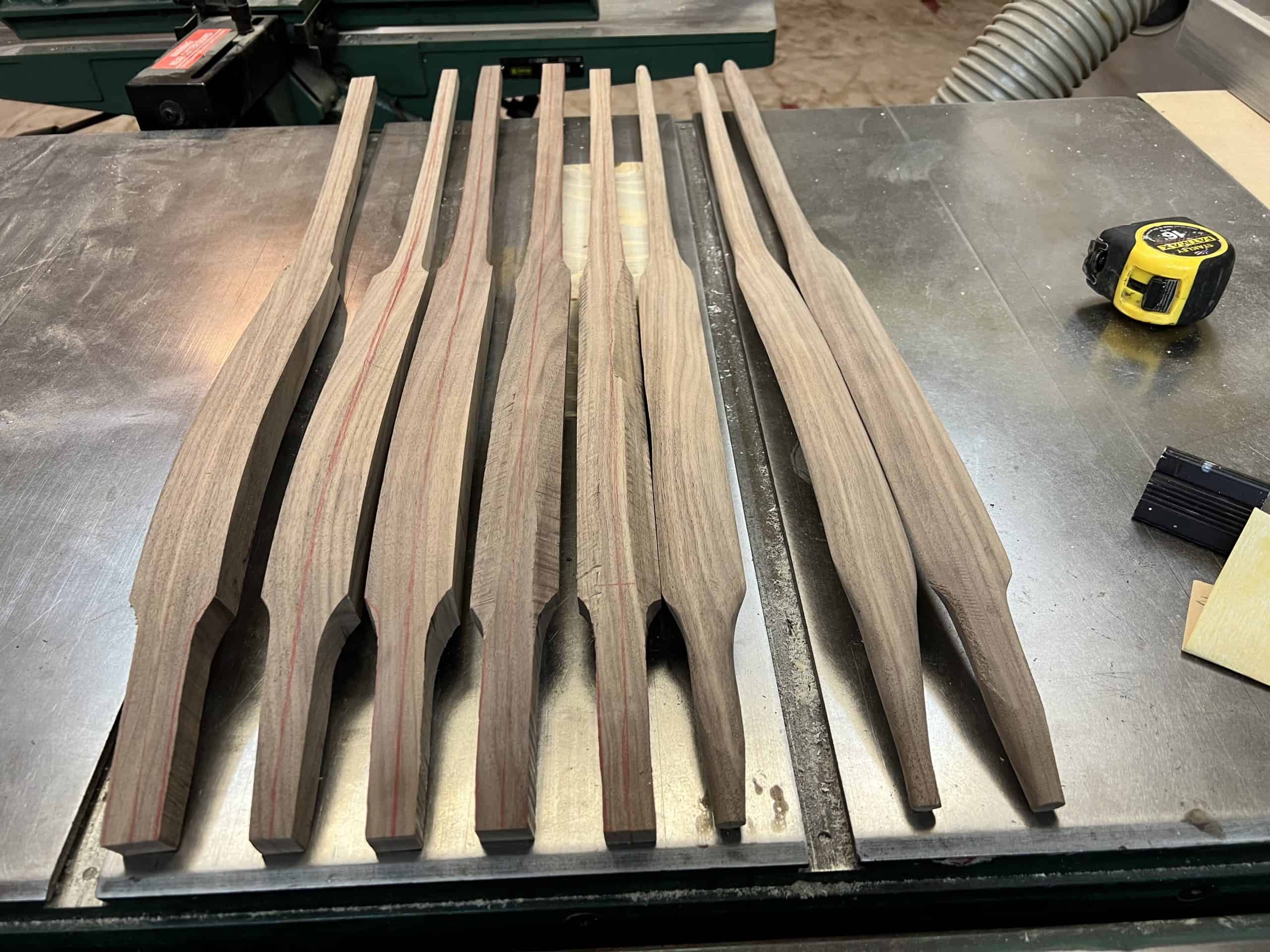Back spindles roughed out, ready for shaping.