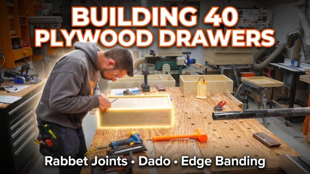 Building 40 Plywood Kitchen Drawers with Rabbets and Dadoes
