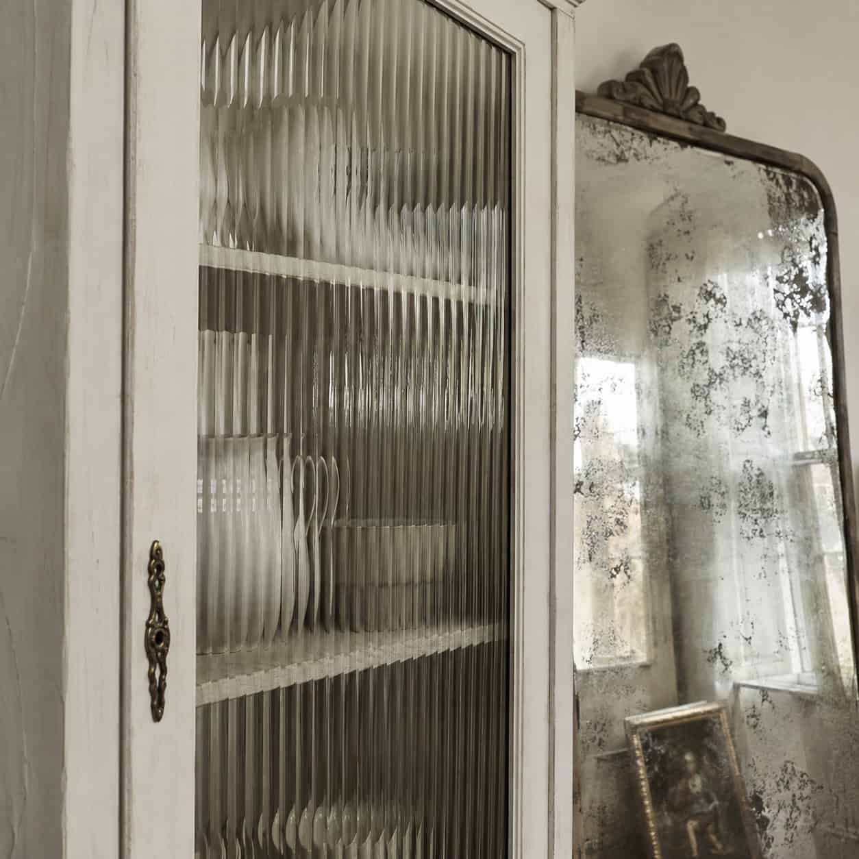 Wavy Glass in the Cabinet Doors and a Cloudy Old Mirror