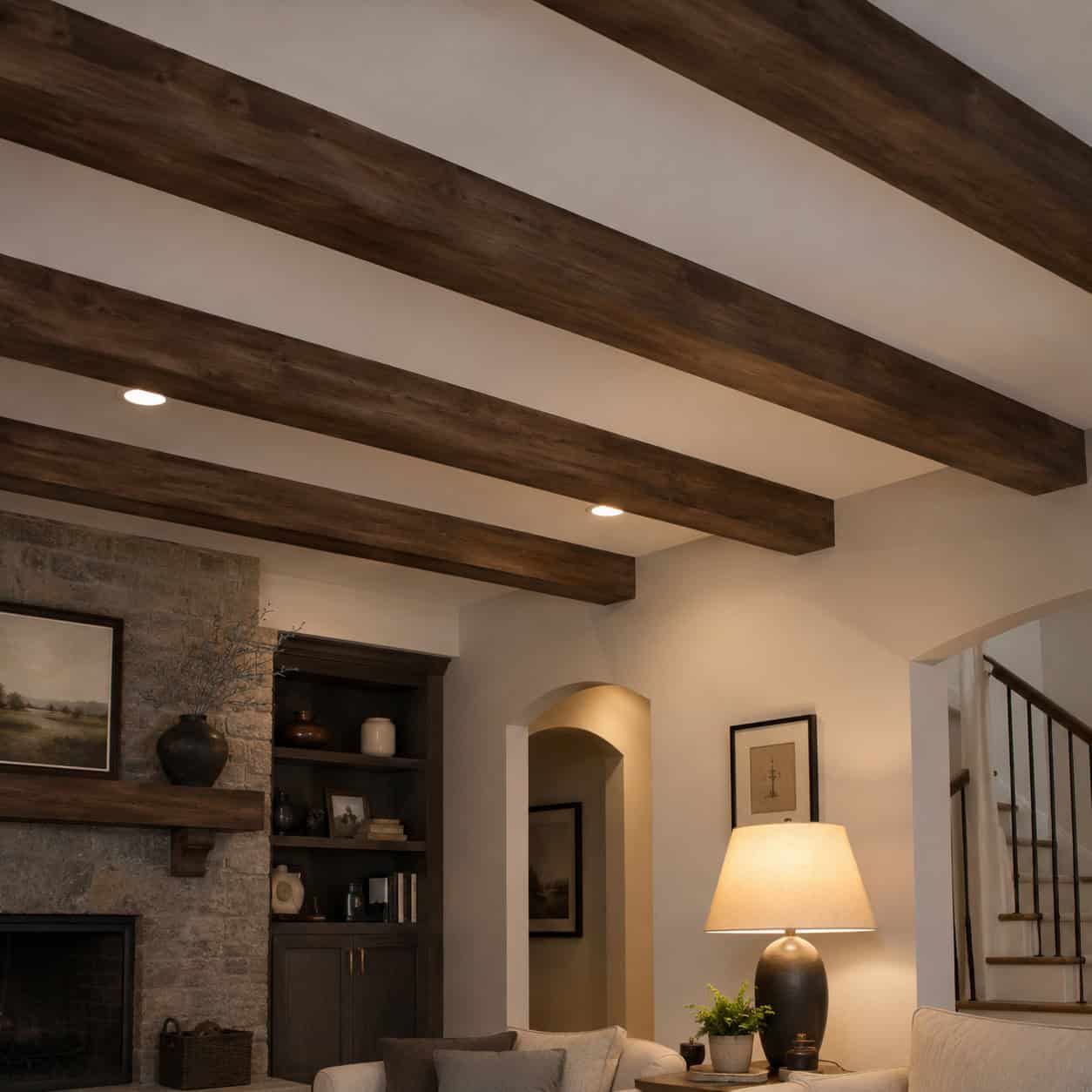 Put wood beams on the ceiling