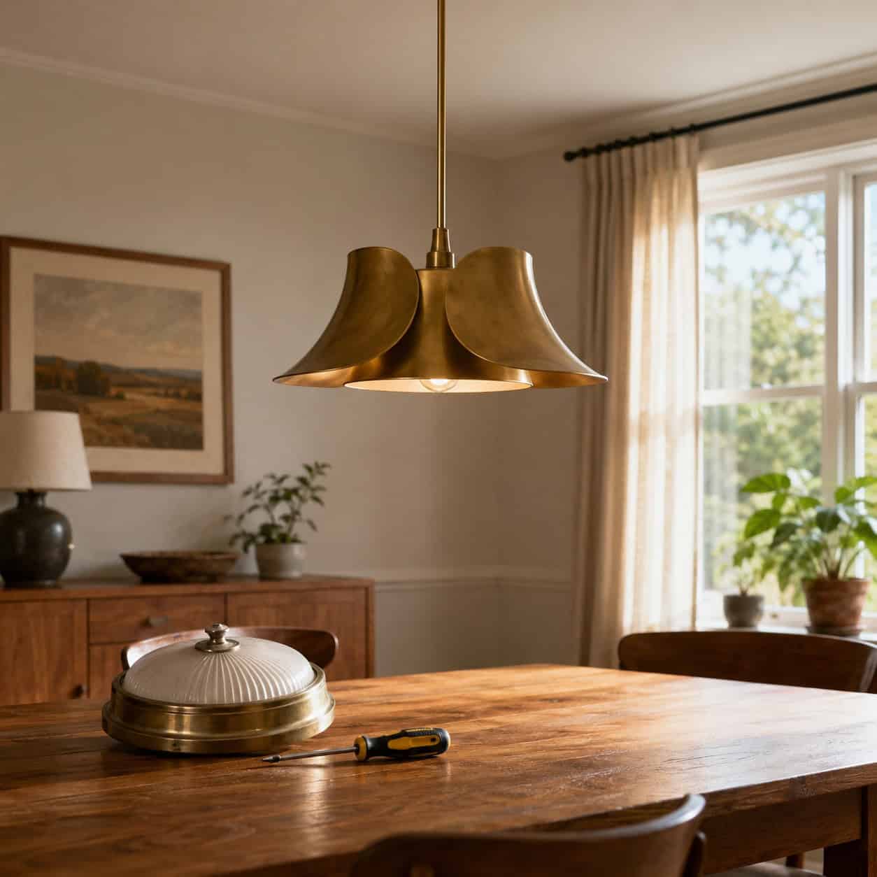 Swap the builder-grade light fixtures for something with presence