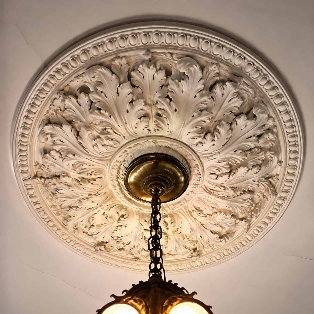 A Plaster Ceiling Medallion Over the Light