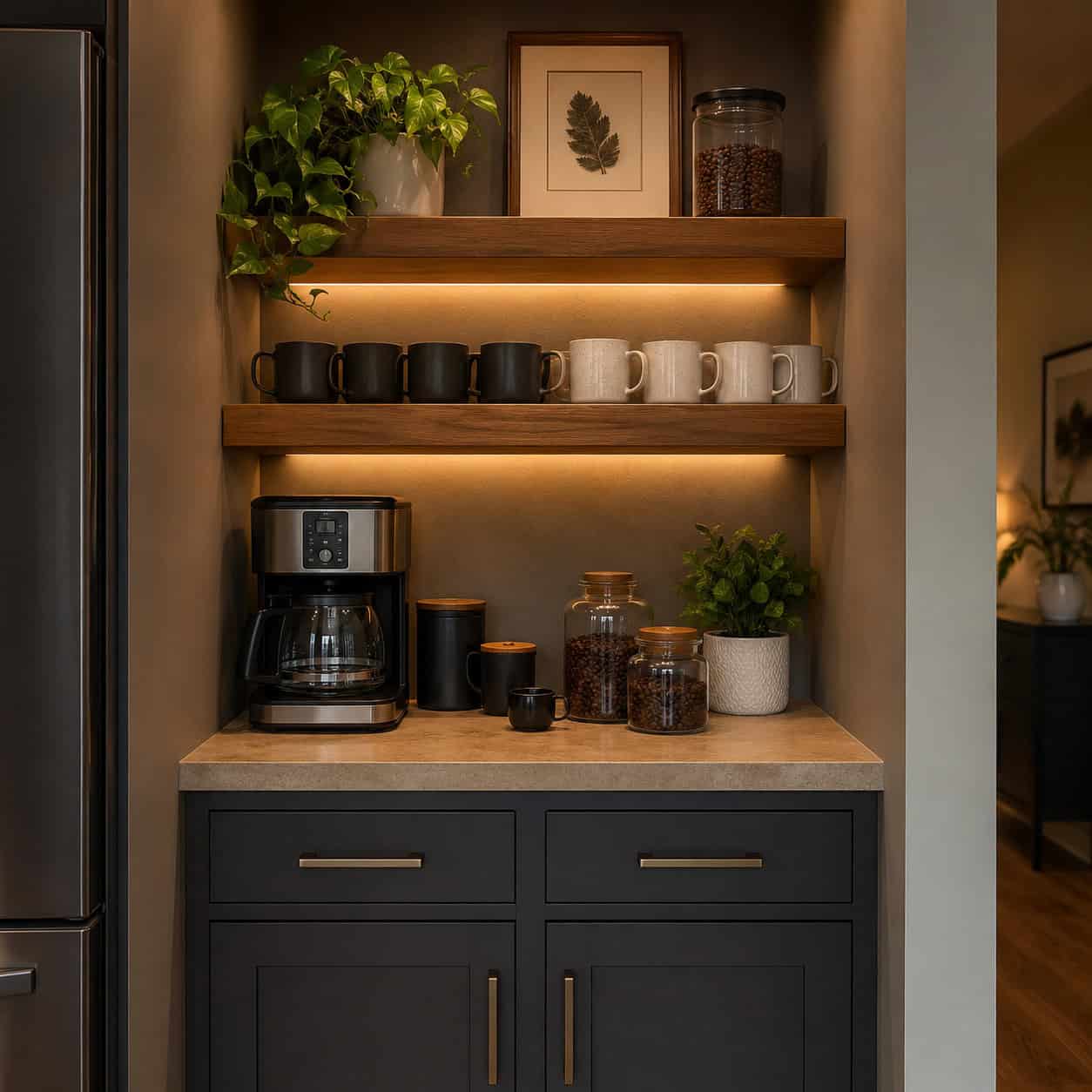A Built-In Coffee or Beverage Bar