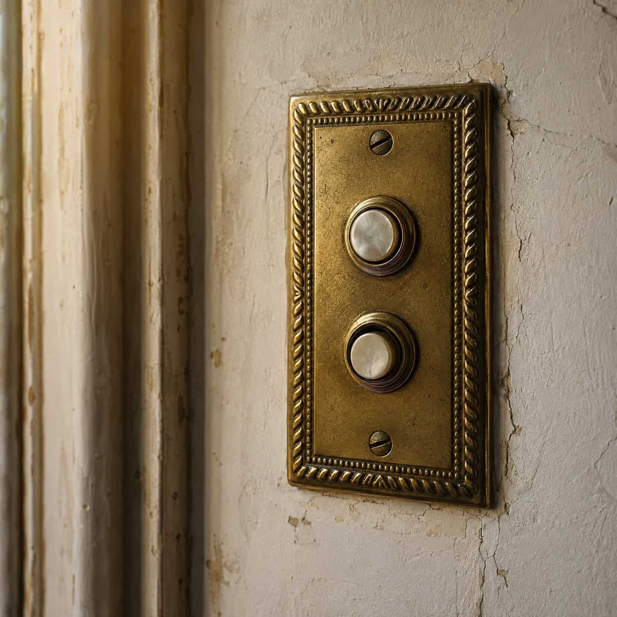 Push-Button Light Switches With Brass Cover Plates