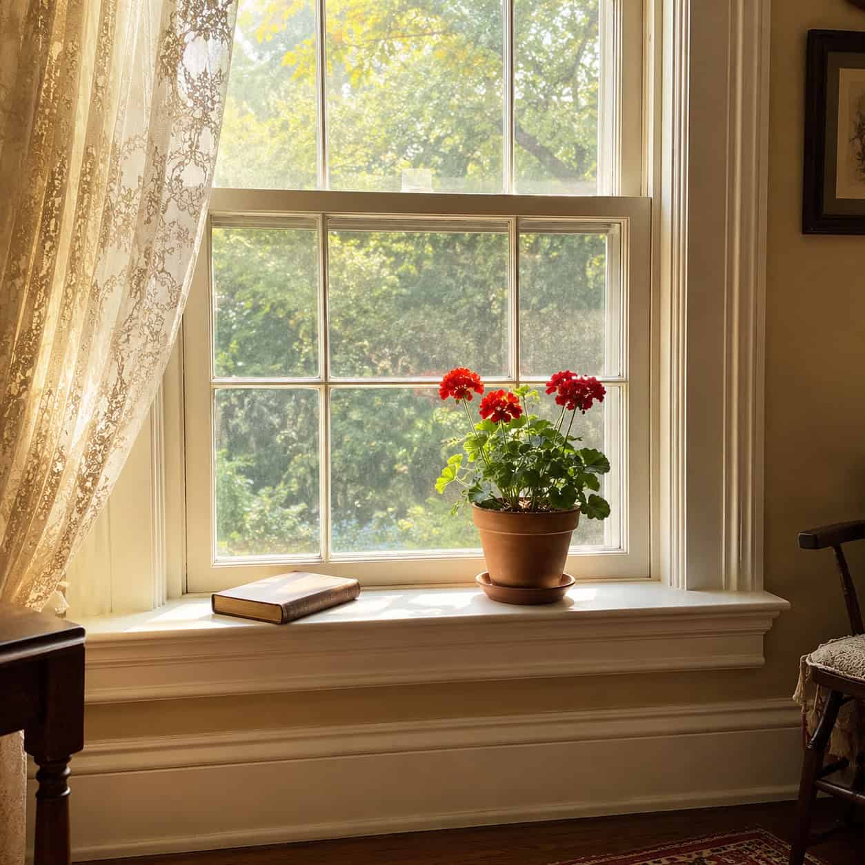 Wood Stool and Apron Under Every Window