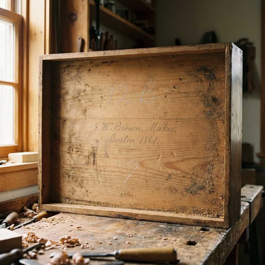 A Name and Date in Pencil Inside the Drawer