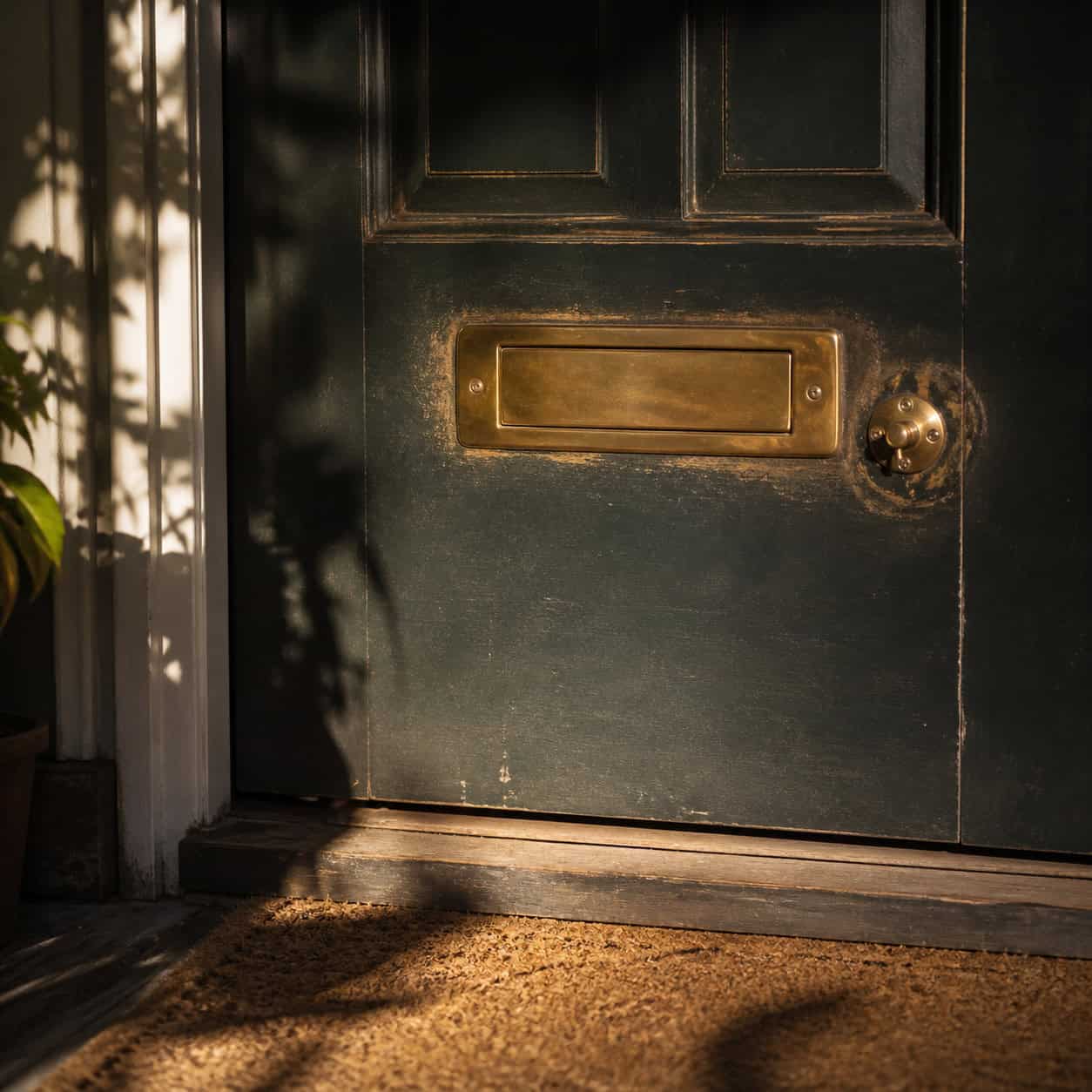 A Brass Mail Slot and a Twist Doorbell