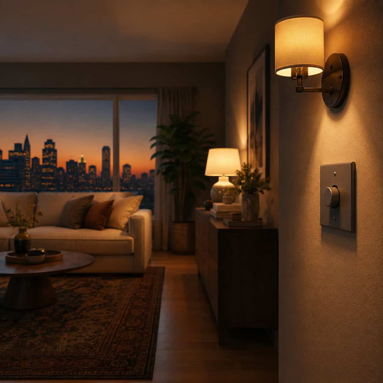 Layer the lighting with sconces and dimmers