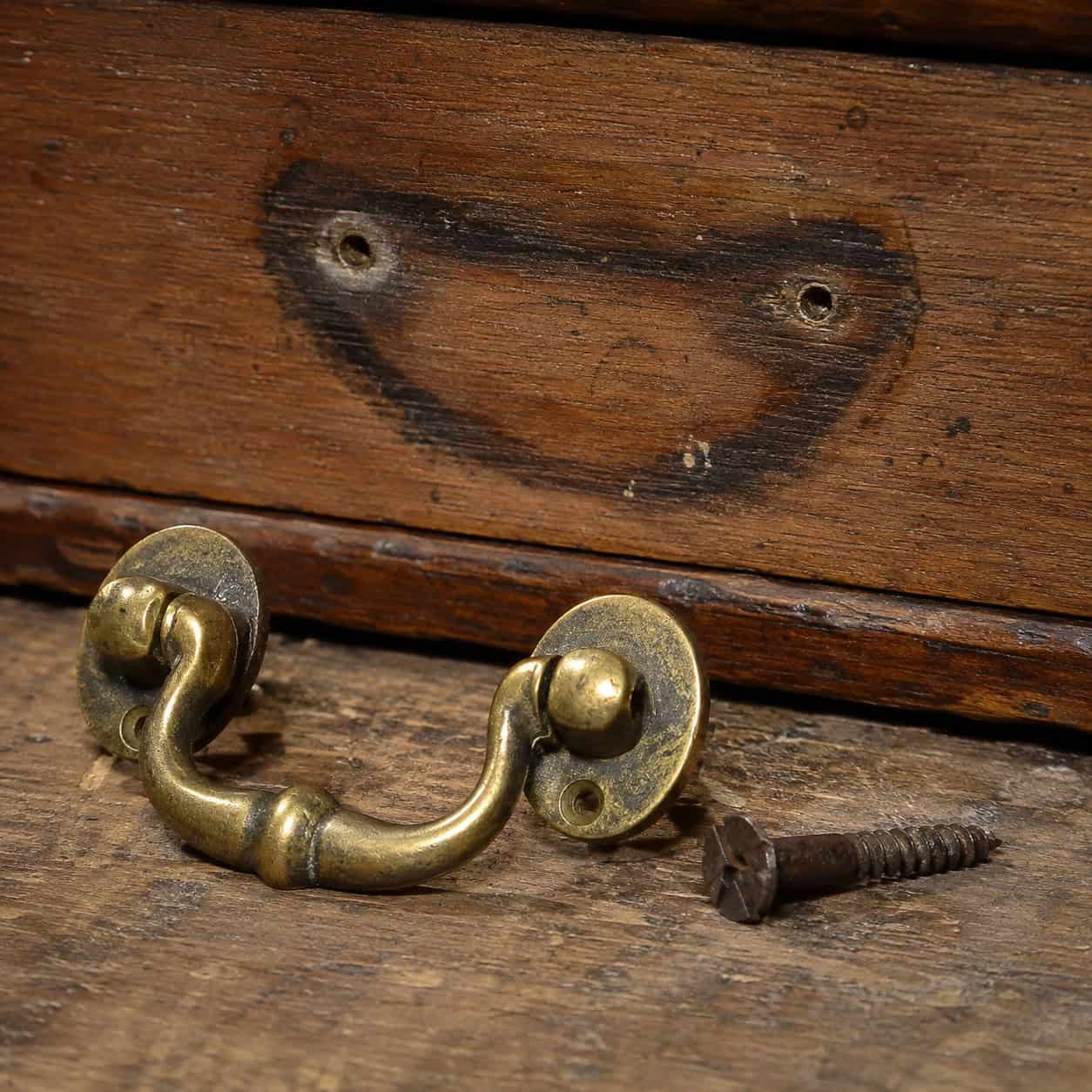 Original Cast-Brass Pulls and Hand-Filed Screws