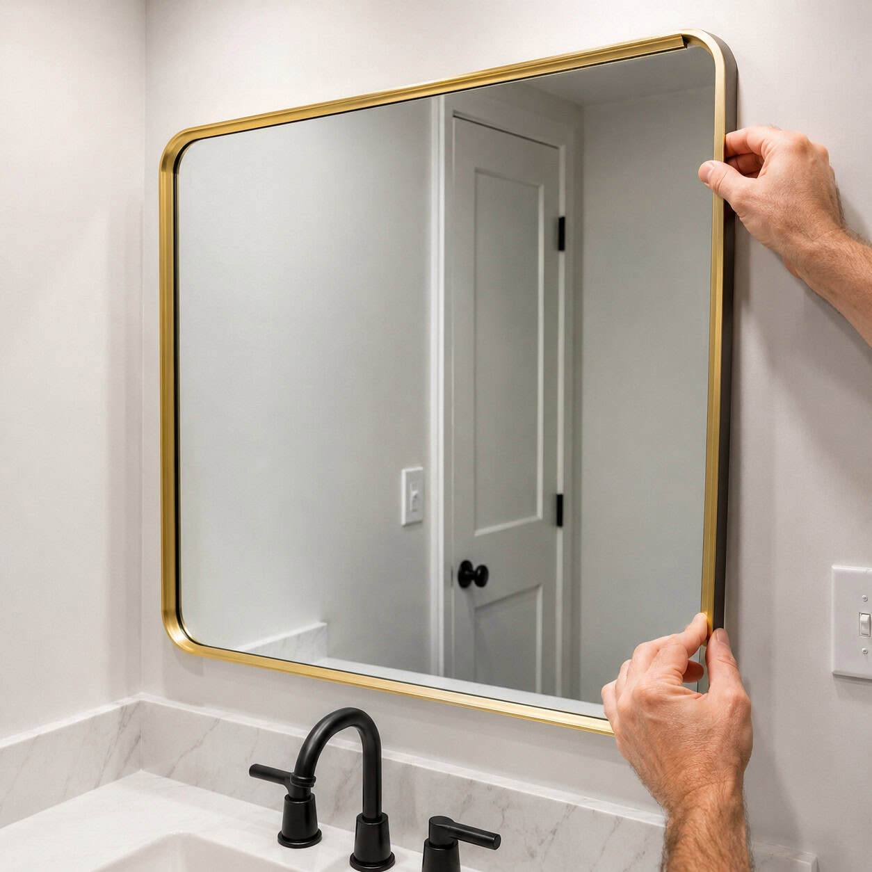 Frame or replace the frameless bathroom mirror