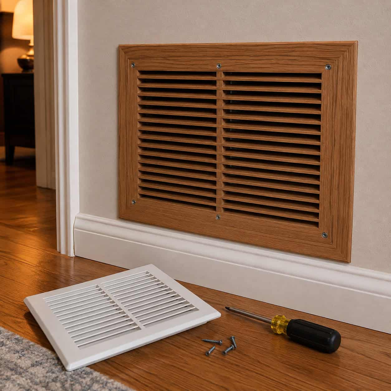 Replace the plastic vent and return-air covers