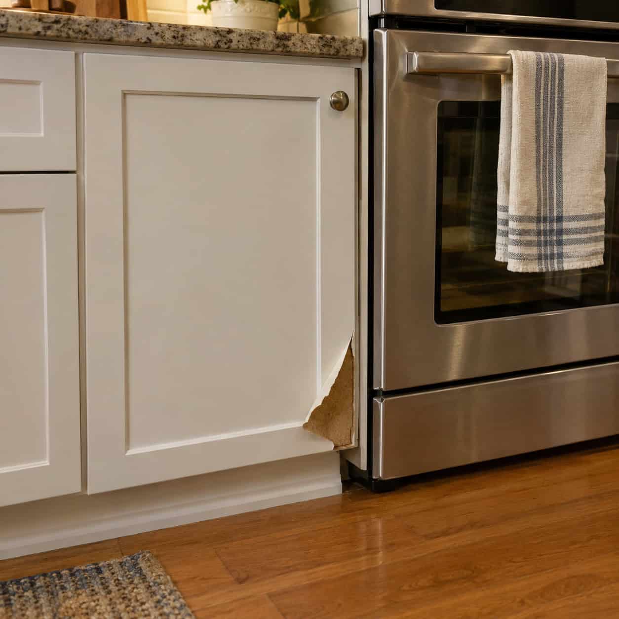Thermofoil Doors Beside the Oven and Dishwasher