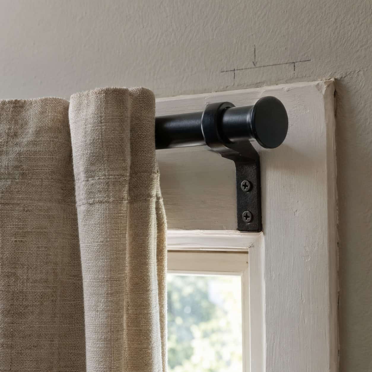 Curtain Rod Screwed Tight to the Window Frame