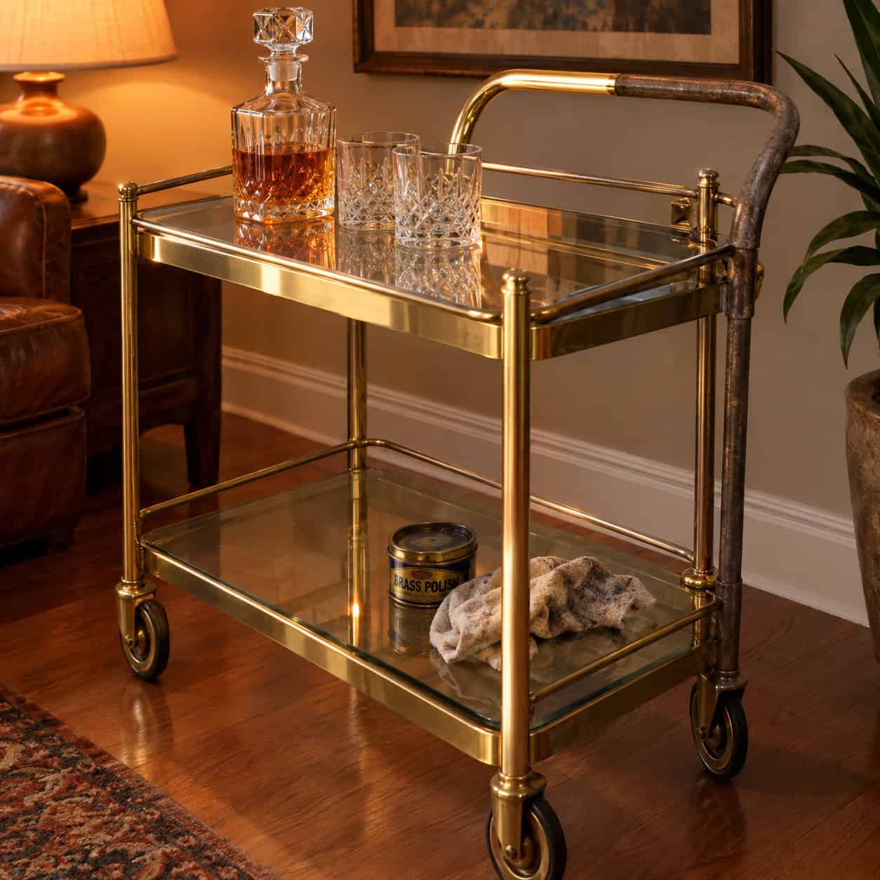 Brass-and-Glass Bar Cart