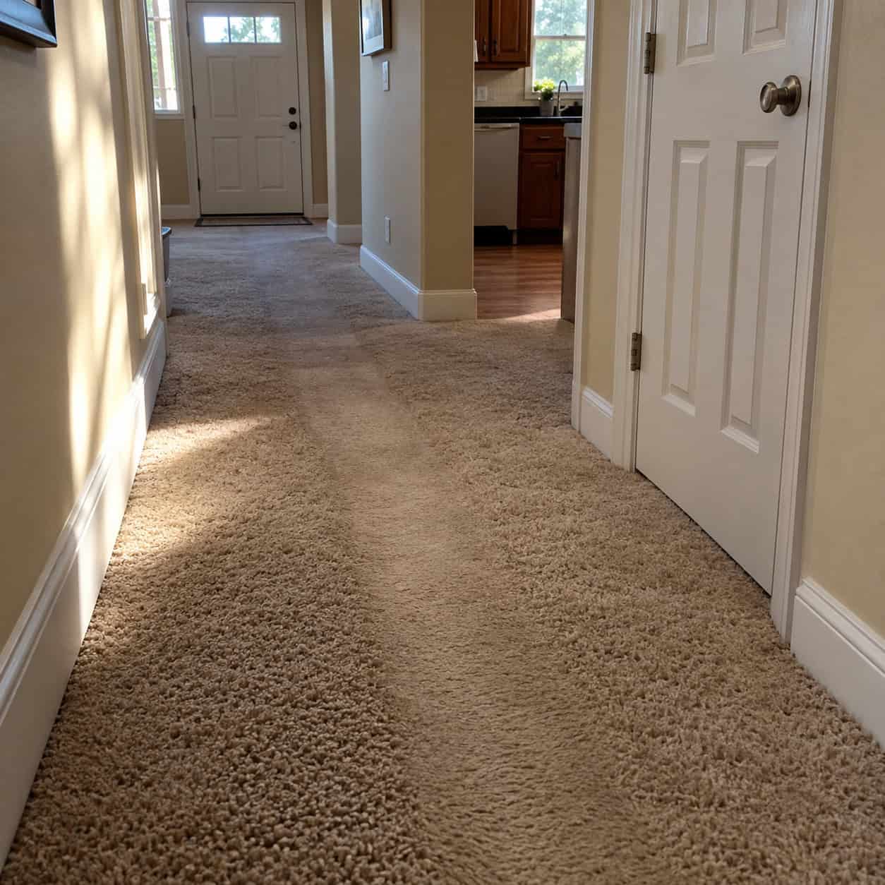 Builder-Grade Plush Carpet in the Main Living Area