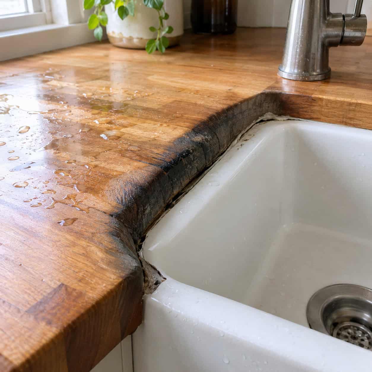 Butcher Block Wrapped Around an Undermount Sink