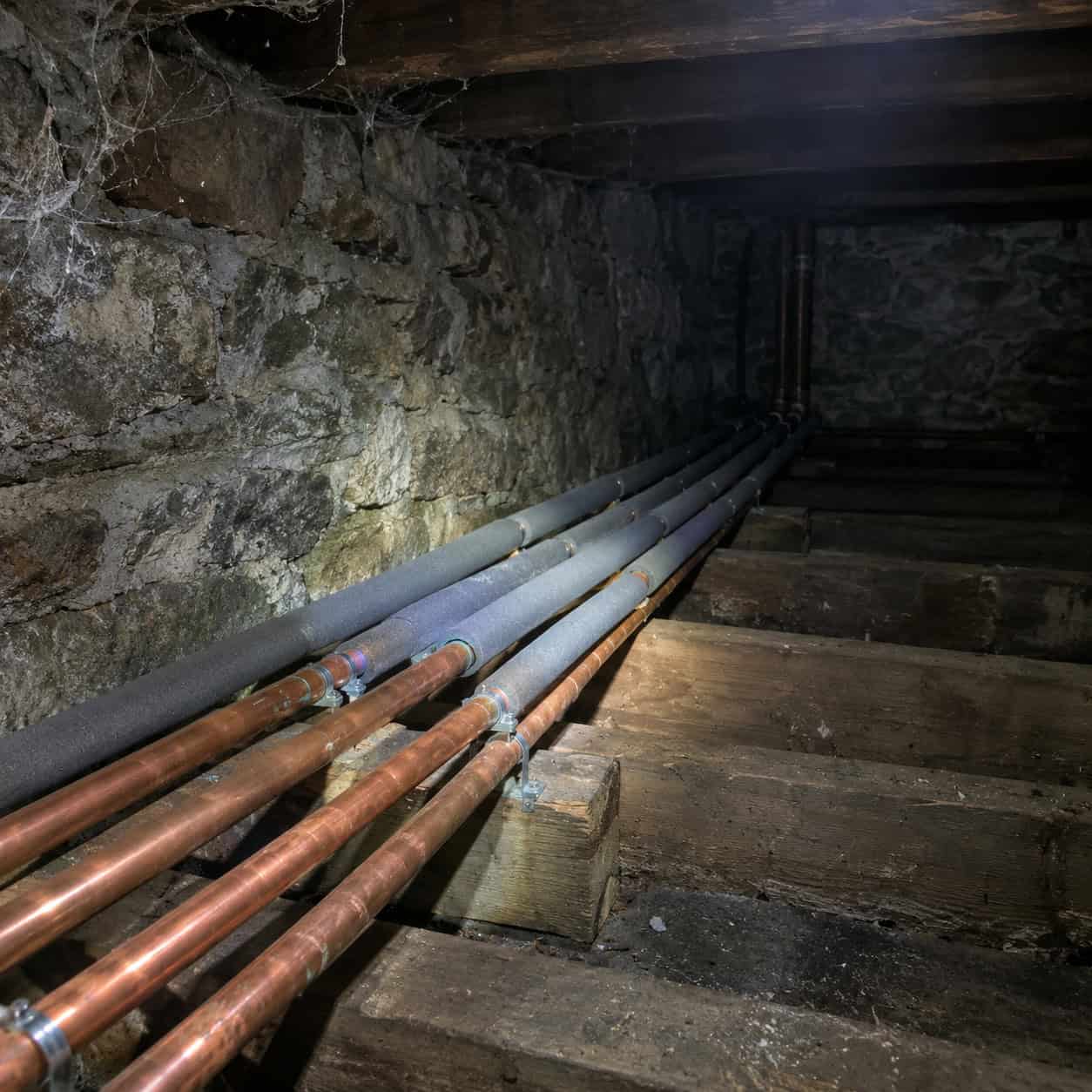 Pipe Insulation for the Cellar and Crawlspace Runs