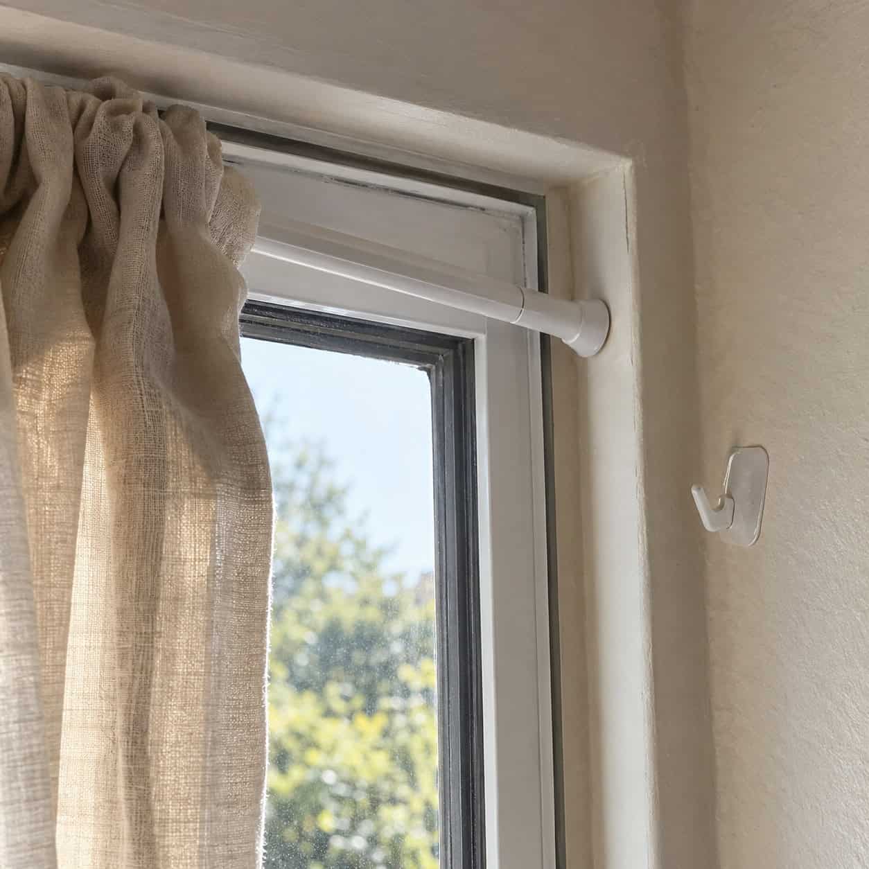 Tension Rods and Adhesive Hooks Doing All the Work