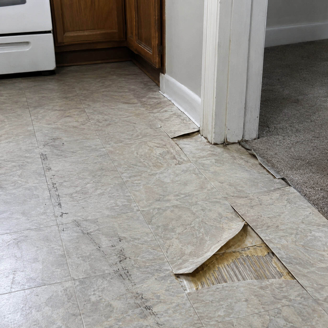 Peel-and-Stick Vinyl Tile Laid Over Old Flooring