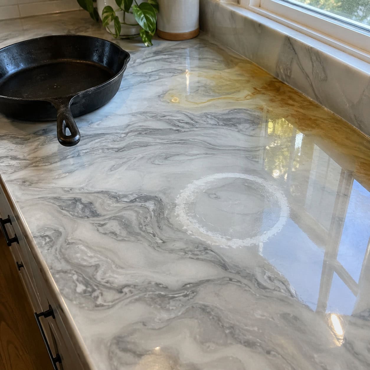 The DIY Epoxy Pour-On 'Faux Marble' Countertop