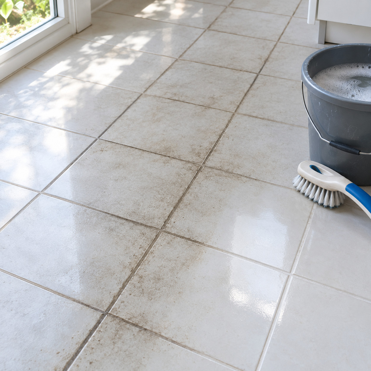 Bright White Grout on a Floor