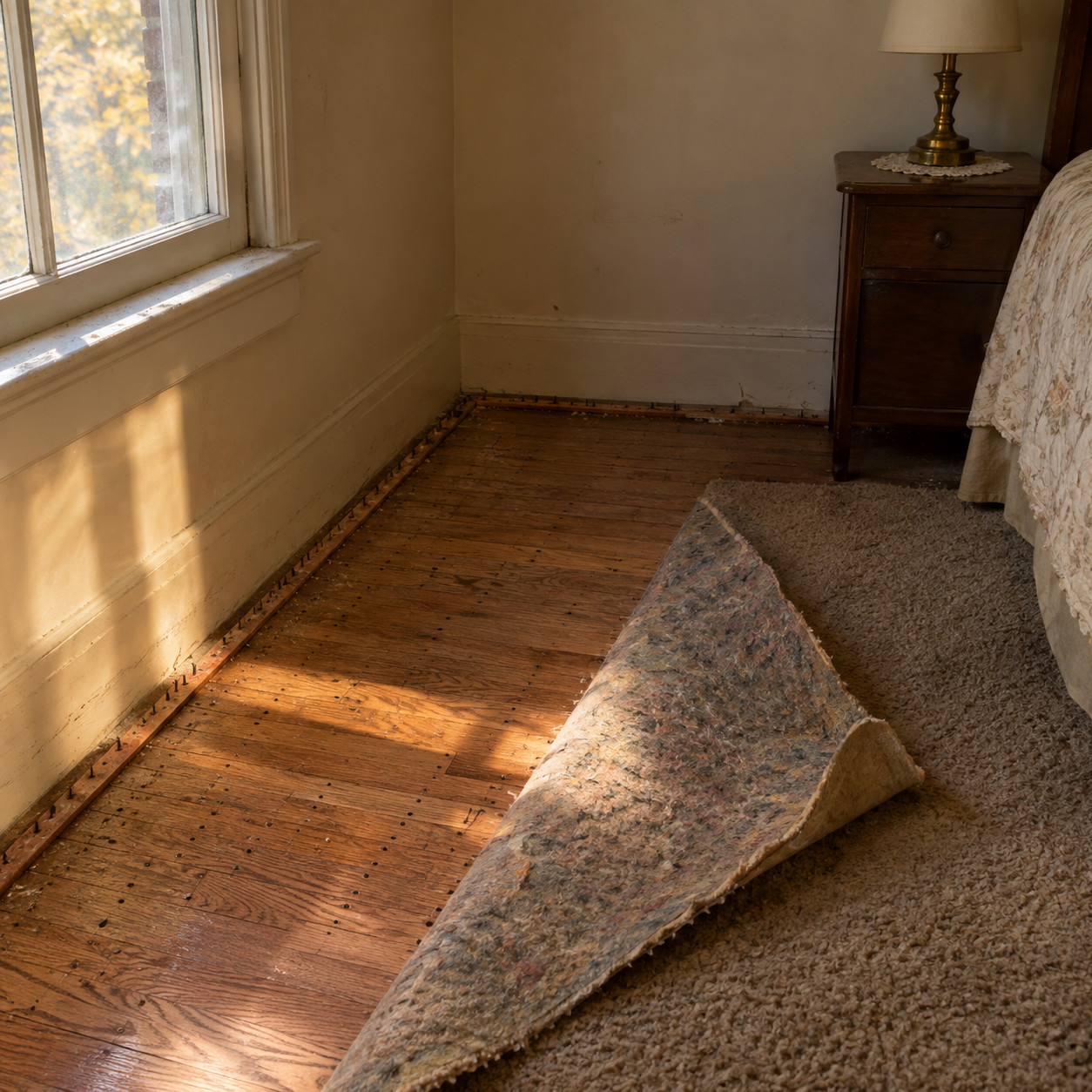 Wall-to-Wall Carpet Installed Over Original Hardwood