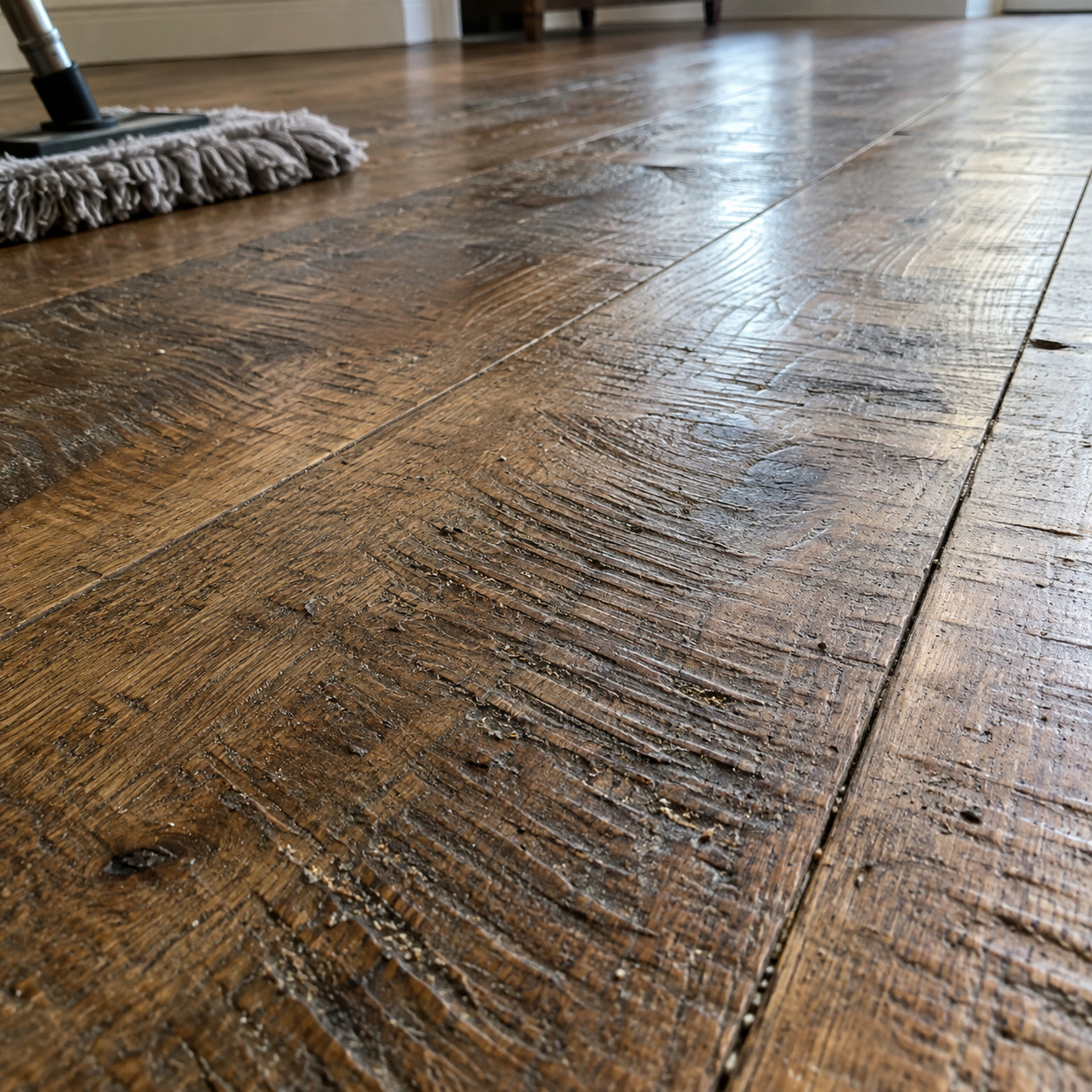 Heavily Hand-Scraped, Distressed Plank