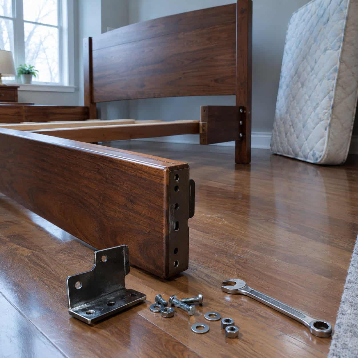 Solid-Wood Bed Frame and Headboard