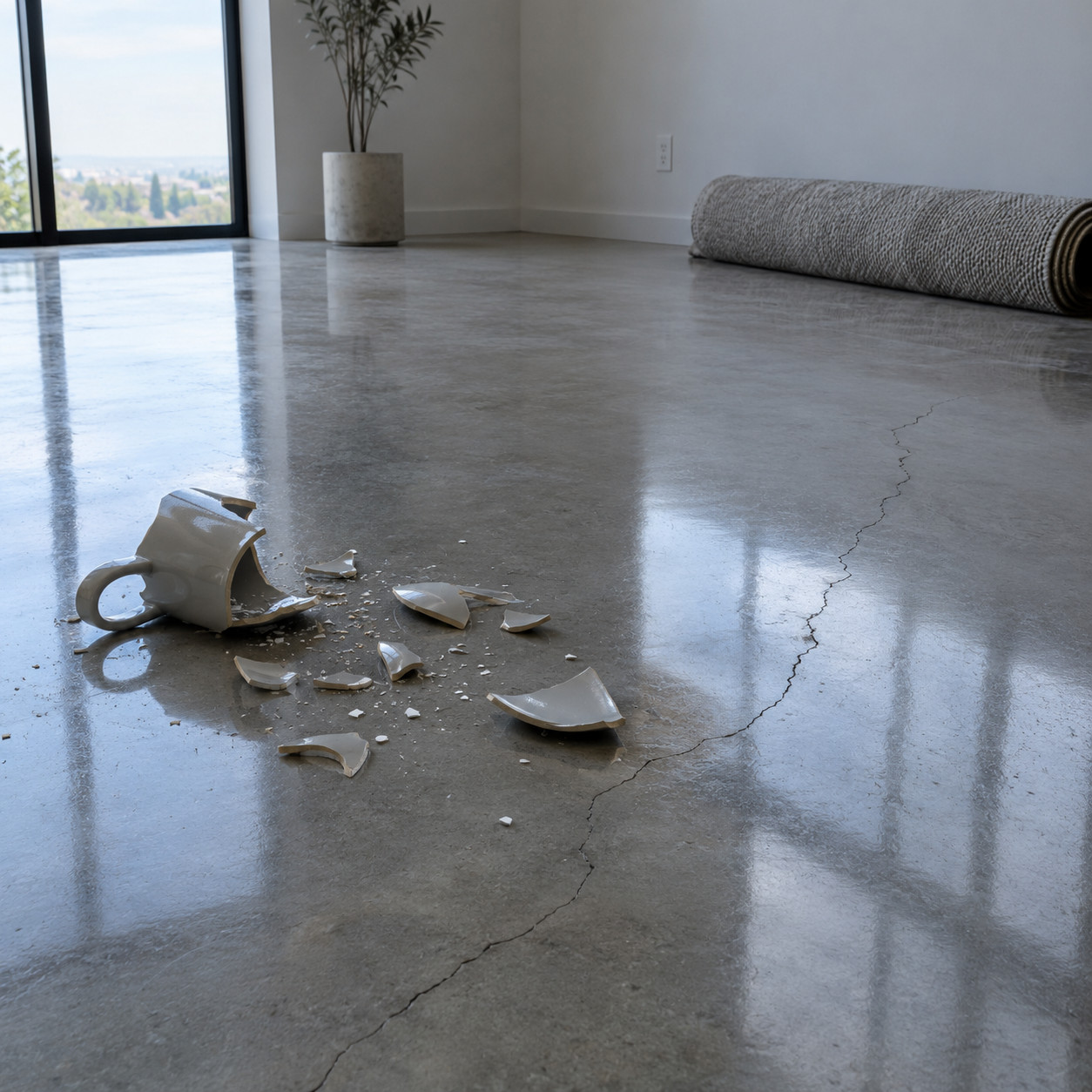 Polished Concrete in a Living Room or Bedroom