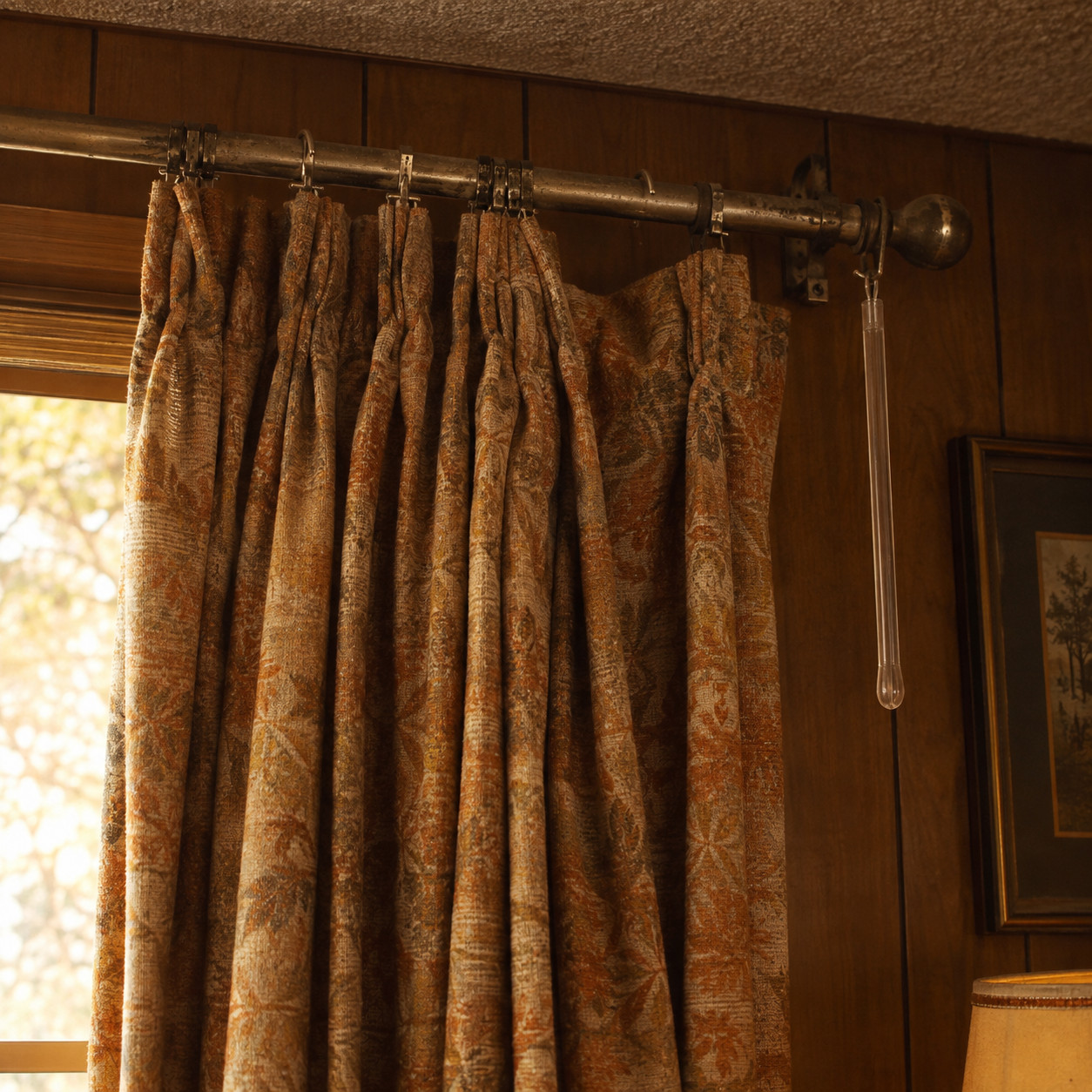 Pinch-Pleat Drapes on a Traverse Rod With the Plastic Wand