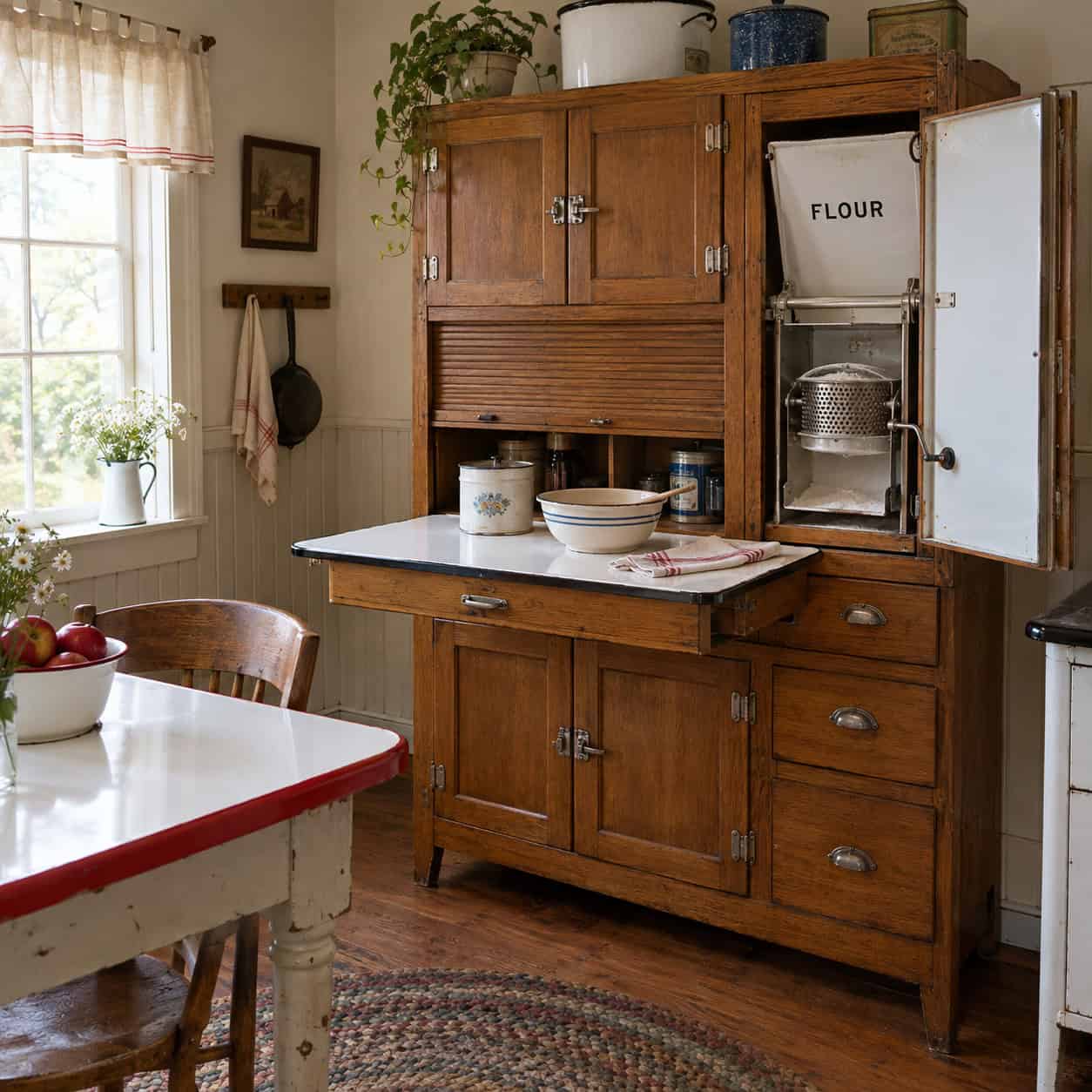 Hoosier Cabinet or Enamel-Top Kitchen Table