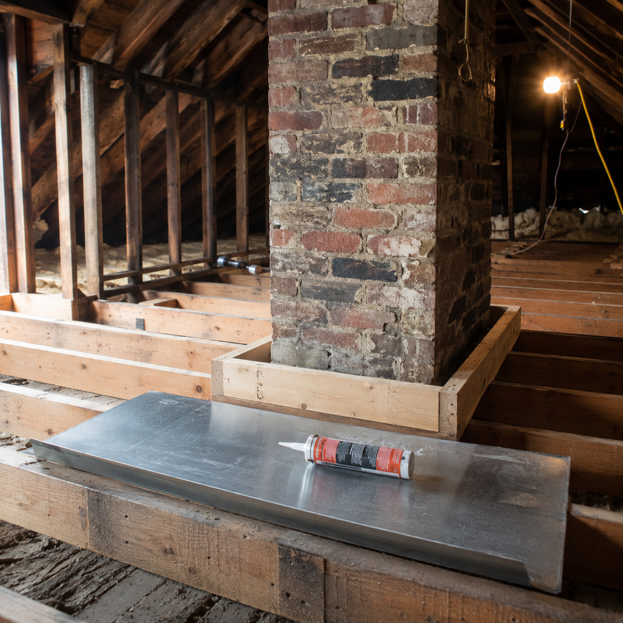 Attic Air Sealing at the Chimney Chase and Open Stud Bays