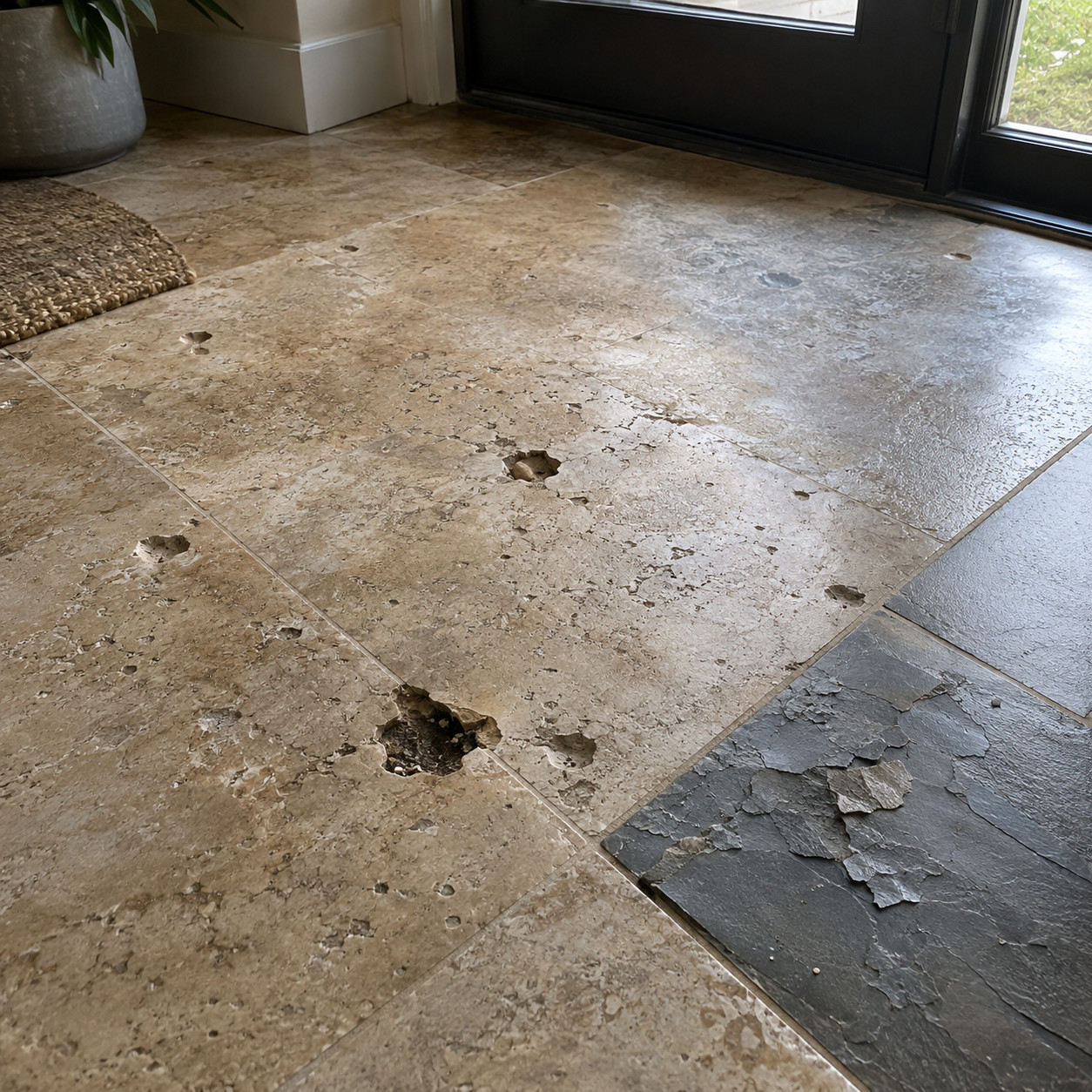 Unsealed Travertine or Slate